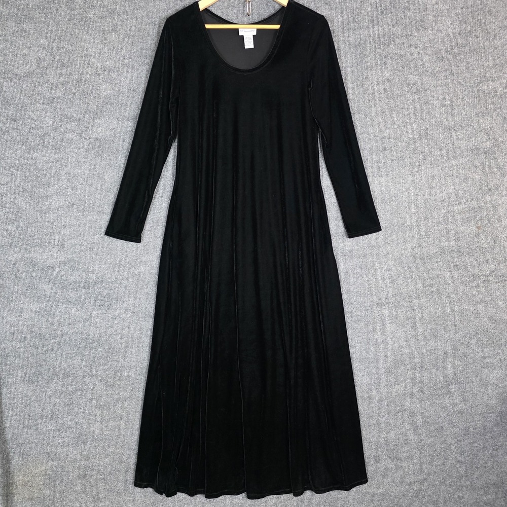Soft Surroundings Velvet Maxi Dress Santiago S Black Stretch Swing Whimsigoth - Picture 6 of 9